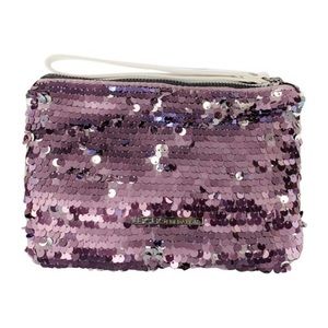 BCBGENERATION PURSE CLUTCH WRIST BAG SEQUIN PURPLE